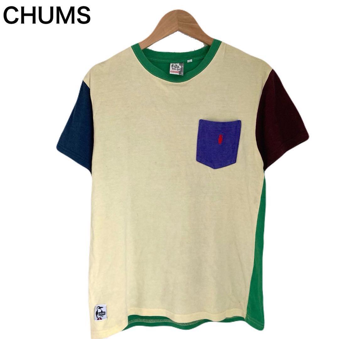 チャムス USA ロゴ 刺繍 胸ポケット Tシャツ 半袖 カラフル アニマル S拍卖