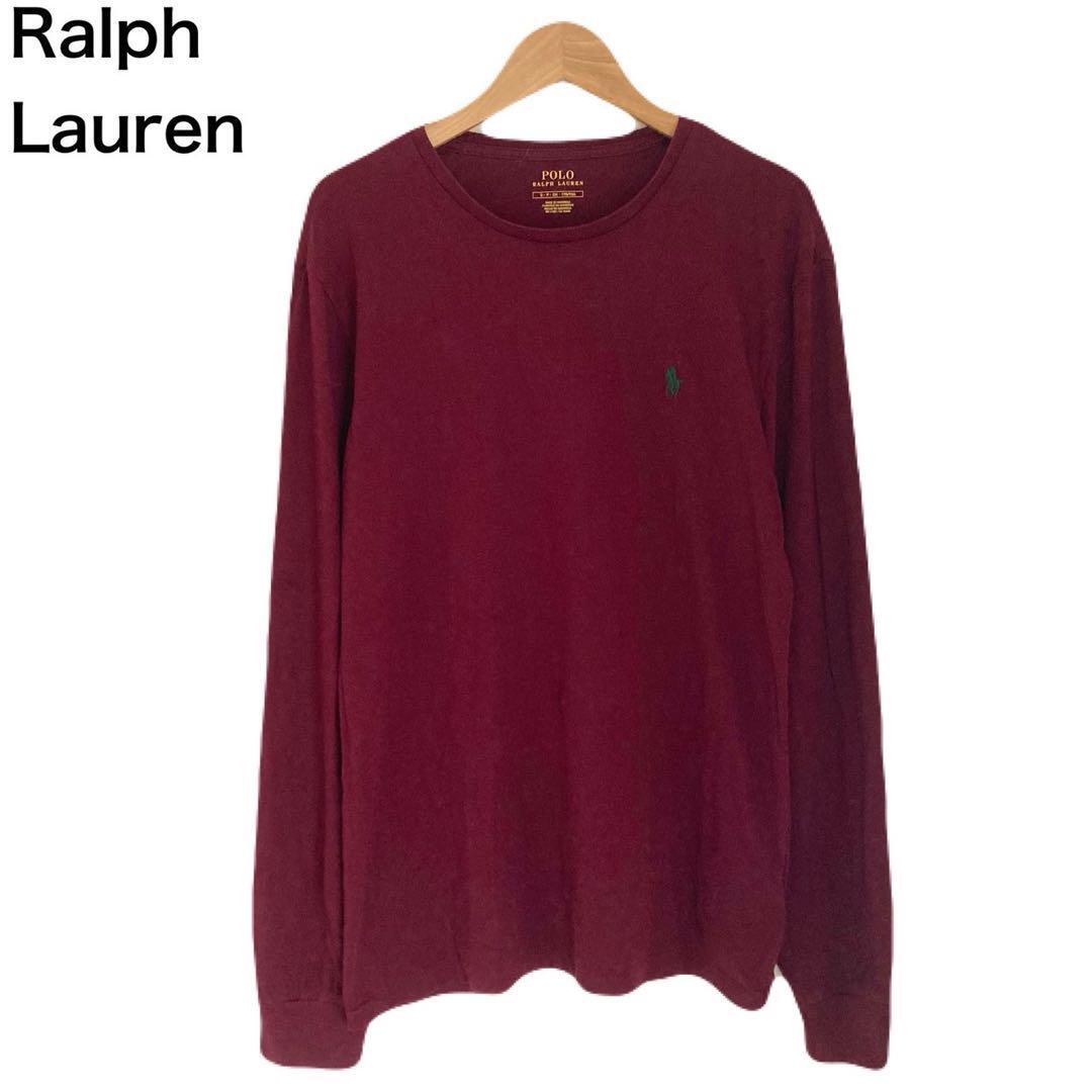 ラルフローレン ロンT Tシャツ ロゴ 刺繍 長袖 レッド メンズ コットン S拍卖
