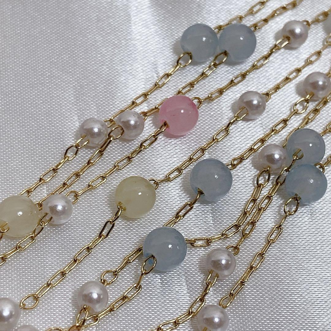 et532/SALE!パーツ◇パール入りゴールドチェーン約95センチ拍卖