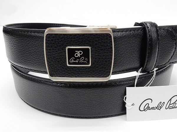 Arnold Palmer/アーノルドパーマー メンズ牛革ベルト 黒 フィットバックル 110cm対応 巾33mm拍卖