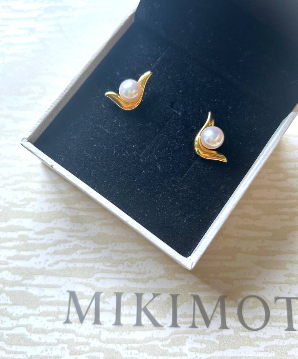 新品同様★MIKIMOTO アコヤパール ピアス K18YG 一粒パールピアス 真珠★拍卖