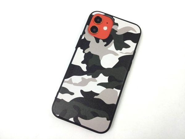 iPhone 12 mini用 迷彩柄 カモフラ ソフトカバー ケース TPU グレー拍卖