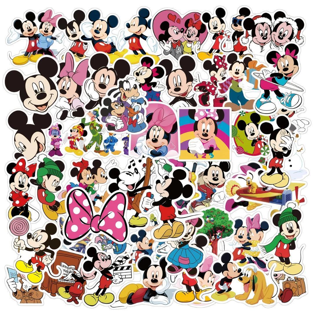 ☆ディズニーキャラクター ☆ミッキー&ミニーマウス 防水ステッカー ☆50枚 E拍卖