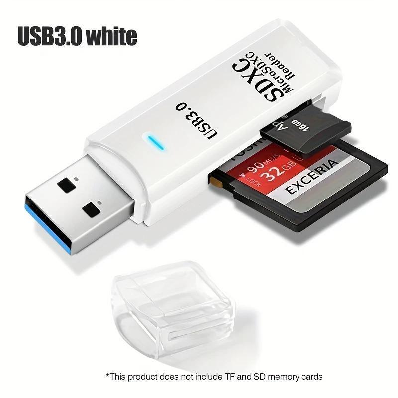 ★マイクロ SDカードリーダー USB3.0 2in1 ホワイト 新品 SDXC microSDXC Reader 1個 拍卖