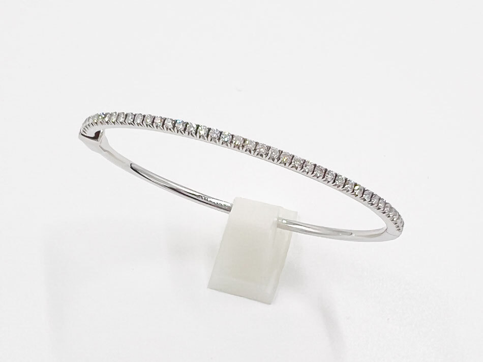 TIFFANY&CO. Tiffany ティファニー バングル メトロ ヒンジ ハーフダイヤ スモール ブレスレット 750 K18 ホワイトゴールド 美品拍卖