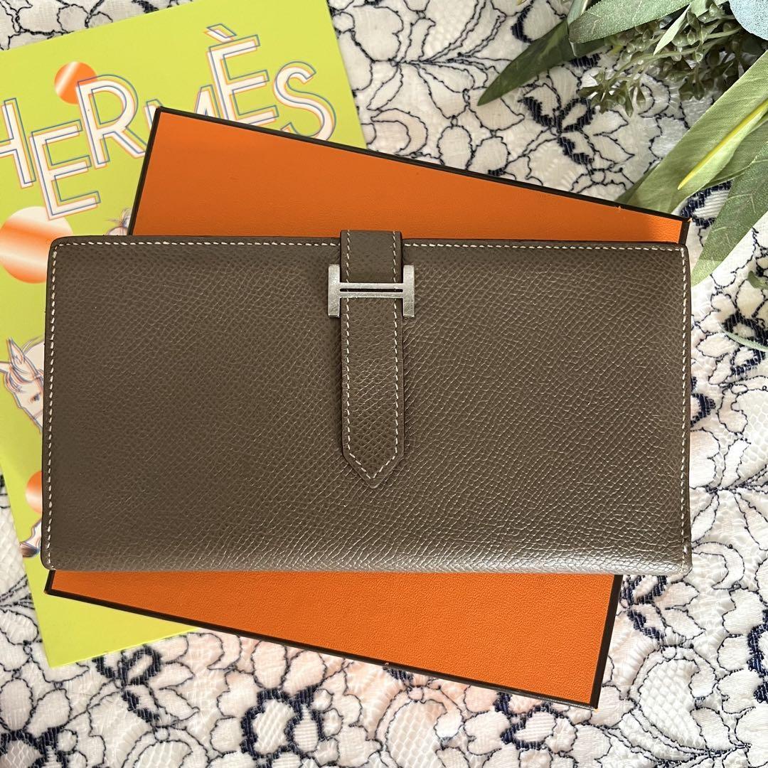 HERMES エルメス【美品】ベアンスフレ エトゥープ ヴォーエプソン マチあり拍卖