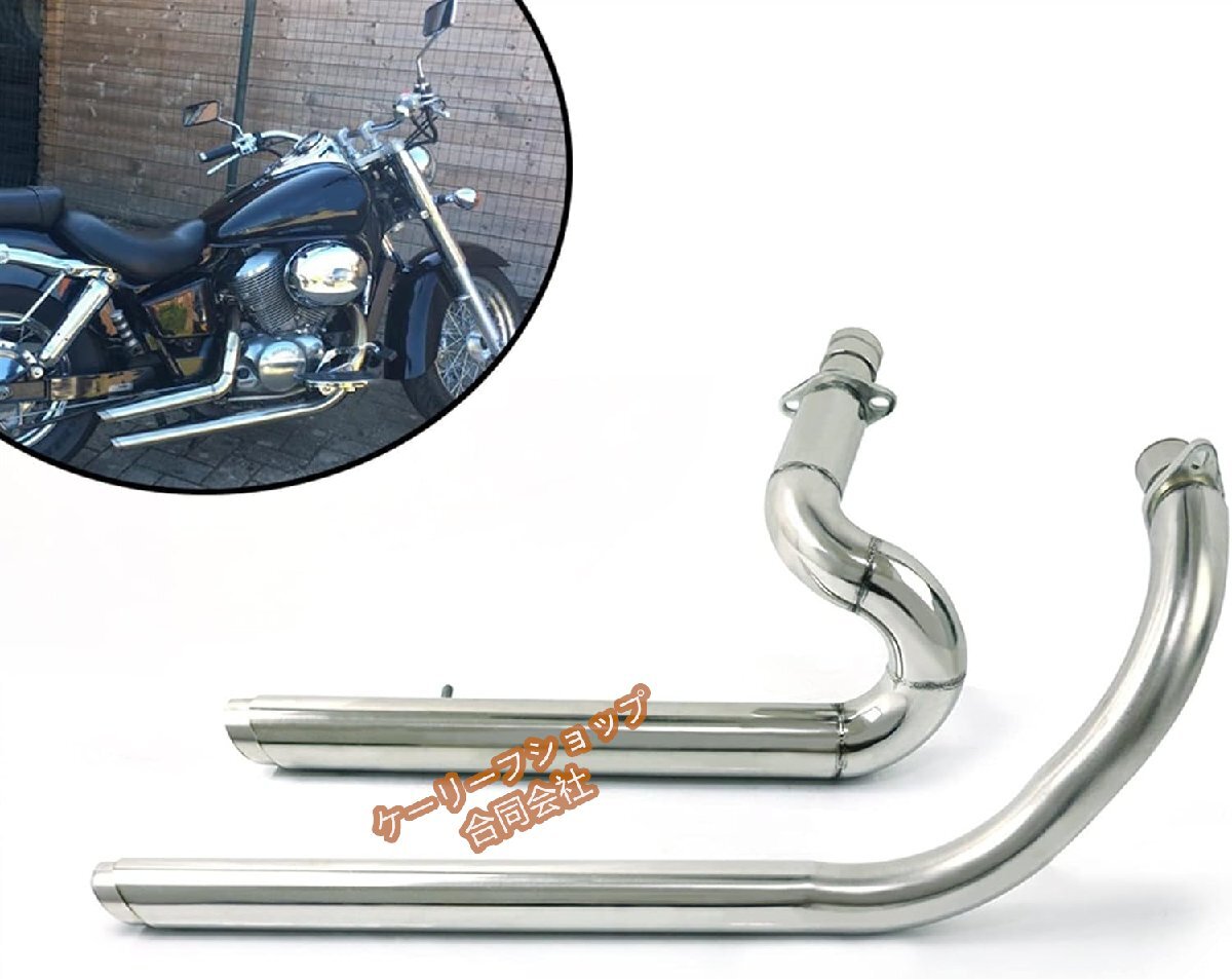 【ケーリーフショップ】ホンダ スティード400/600 専用 ショートマフラー エキゾーストセット(千鳥マウント・シルバー色)拍卖