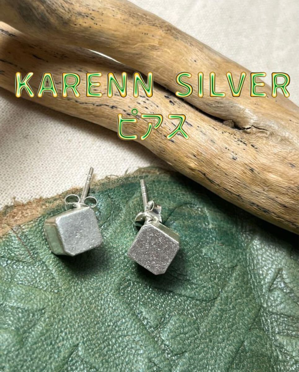 R639かone ピアスカレンシルバー Silver990 四角 約6ミリ銀スクエアピアスoneA拍卖