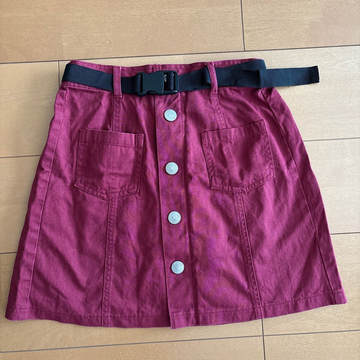 スカート 赤 160センチ ポケット 綿100% 160cm拍卖