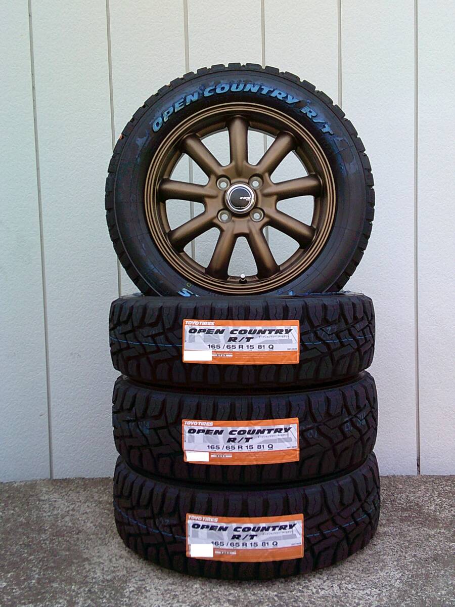 TOYOオープンカントリーR/T☆165/65R15☆新品セット☆デリカミニ・ハスラー・アトレー・タフト・ハイゼット☆ゴツゴツ☆ホワイトレター☆Hm拍卖