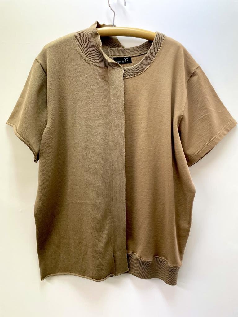 【送料込】Y's ワイズ ストレッチハーフニットショートスリーブプルオーバー 【メンズ】Mサイズ キャメル 半袖カットソー 6453738拍卖