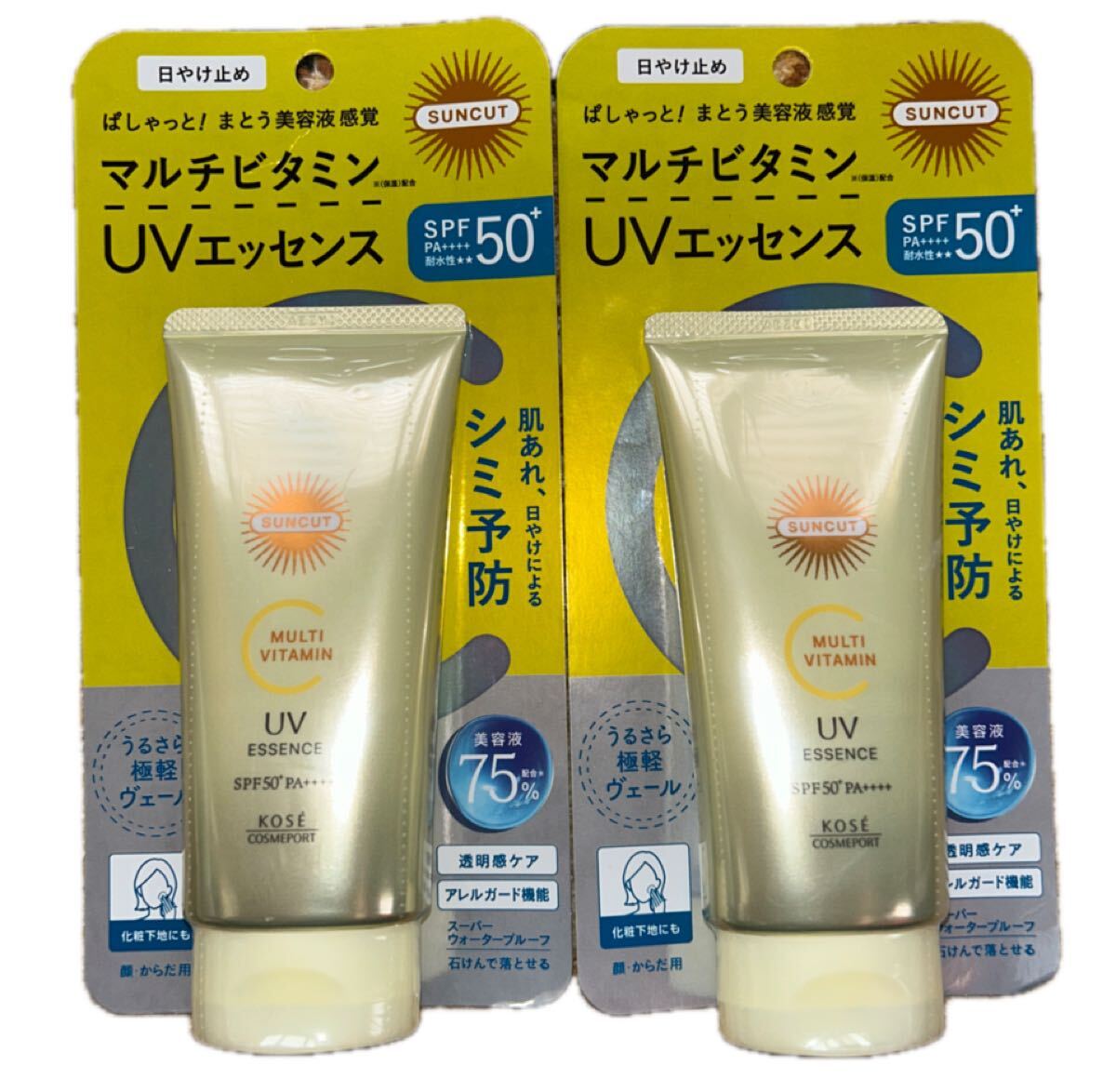 新品 SUNCUT サンカット マルチビタミン UV エッセンス 80g 2個 日焼け止め 美容液 シミ予防 スーパーウォータープルーフ拍卖