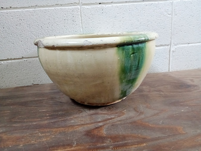 ◇《引き取り限定》水鉢/古い アンティーク 黄瀬戸 睡蓮鉢 こね鉢 メダカ鉢 美濃焼 植木鉢 寄せ植え鉢 ガーデン お庭 インテリア拍卖