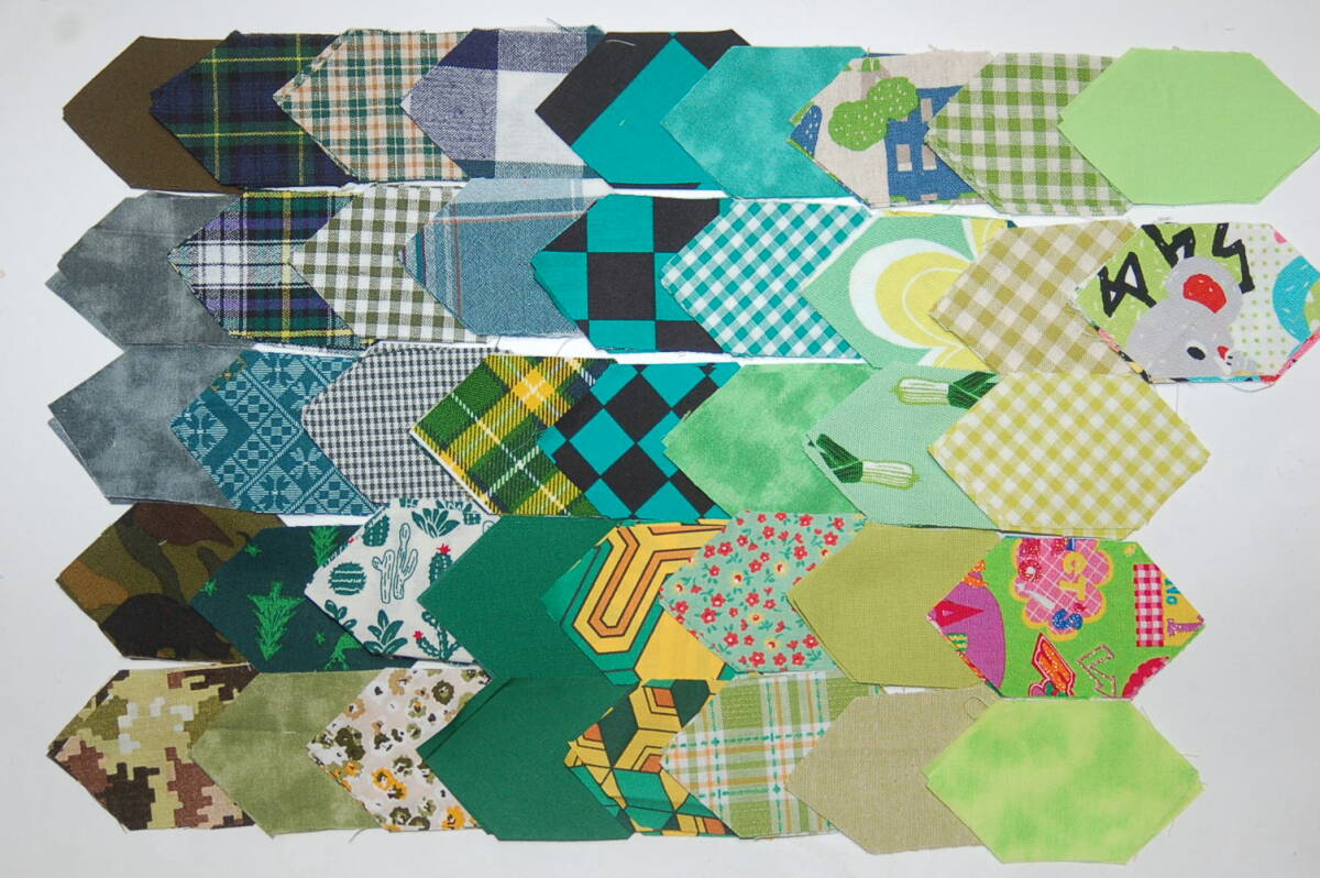 カットクロス パッチワーク用 細長六角形22㎜ 126枚 №34拍卖