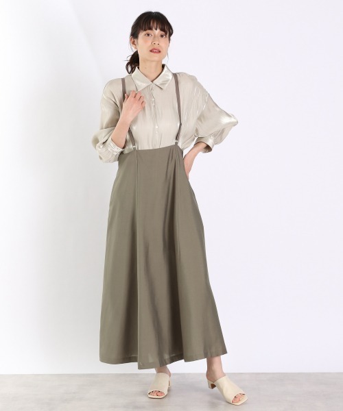 新品LOWRYS FARM★タグ付き★キャシャサスツキスカート★チャコールグレー拍卖