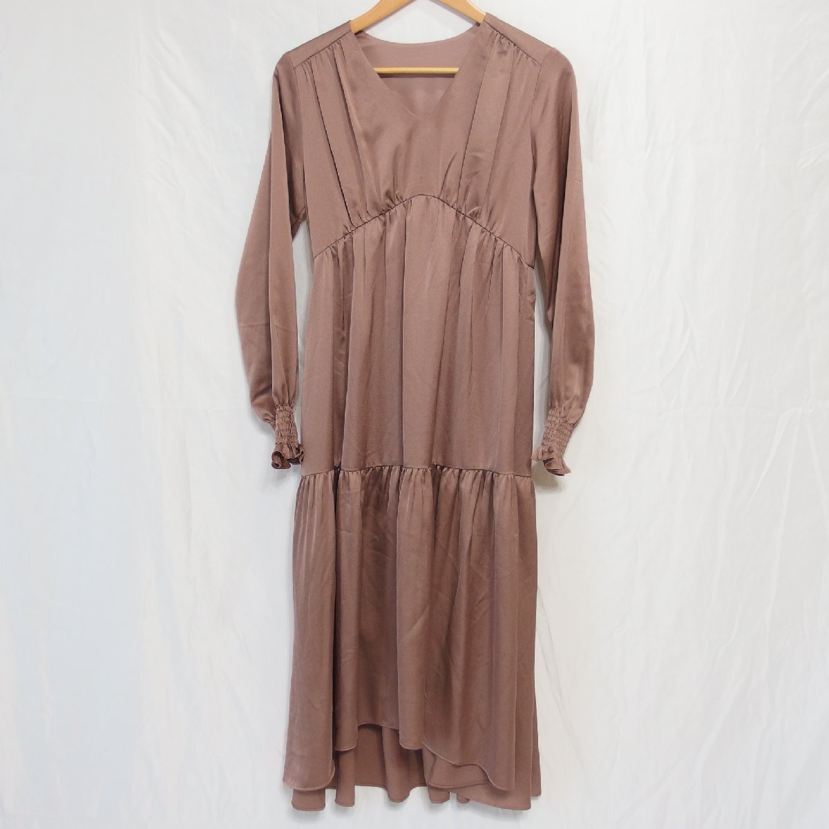 SNIDEL◆スナイデル ロング ギャザー ワンピース(ブラウン)フリーサイズ◆USED D拍卖