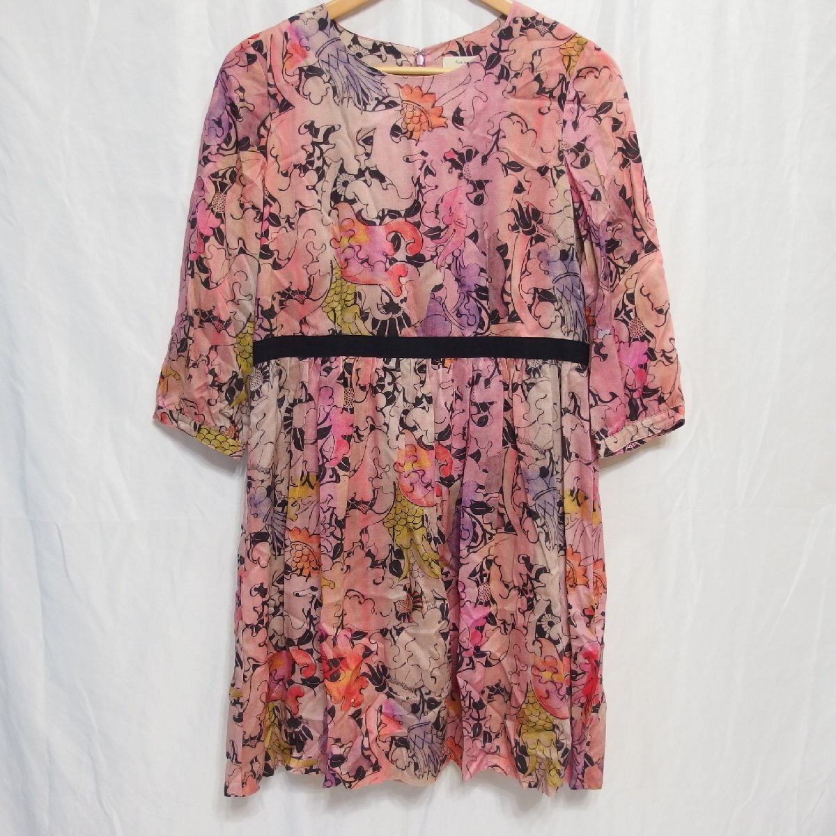 Paul Smith◆ポール・スミス フラワープリント 七分袖 ミニワンピース(ピンク)サイズ42◆USED E拍卖