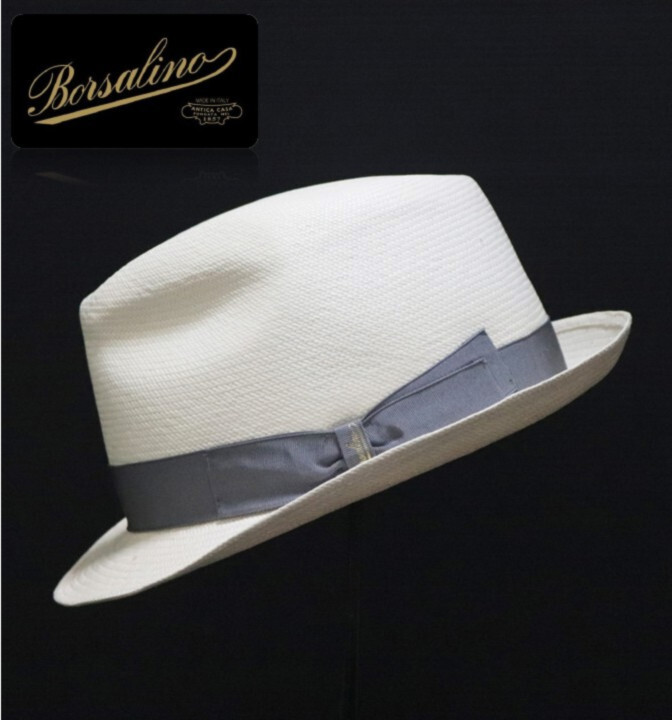 58,300円新品タグ付き【ボルサリーノ】定番モデル ファイン ショートブリム パナマハット 麦わら帽子 62 v7170拍卖