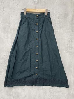 axes femme アクシーズファム Aライン 刺繍 ロング スカート sizeM/緑 ■■拍卖