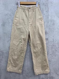 URVIN アービン ハイウエスト チノ コットン ワイド パンツ sizeXS/ベージュ ■■拍卖