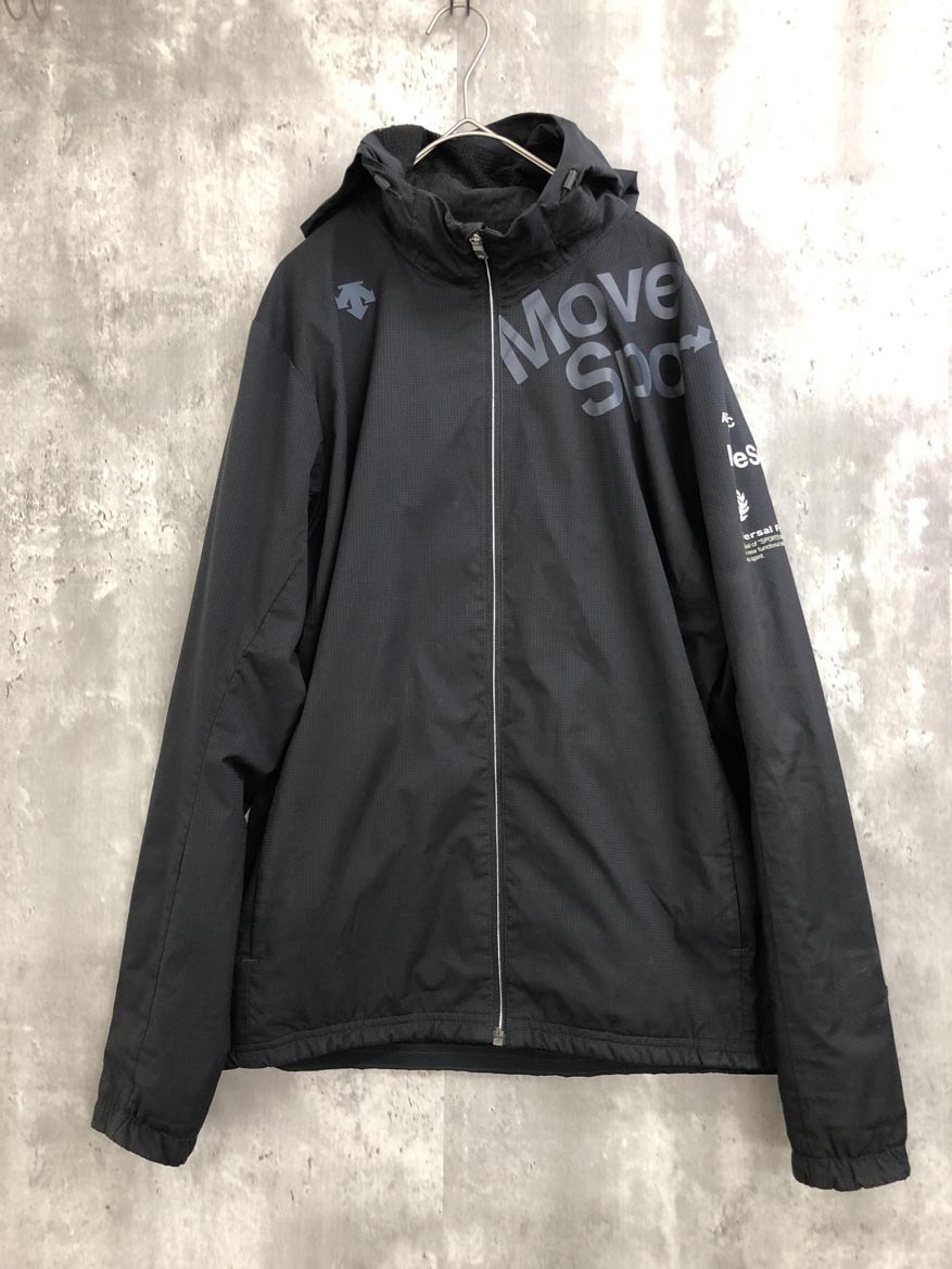 DESCENTE デサント プリント ナイロン ジャケット sizeL/黒 ■■ ☆ ffb1 メンズ拍卖