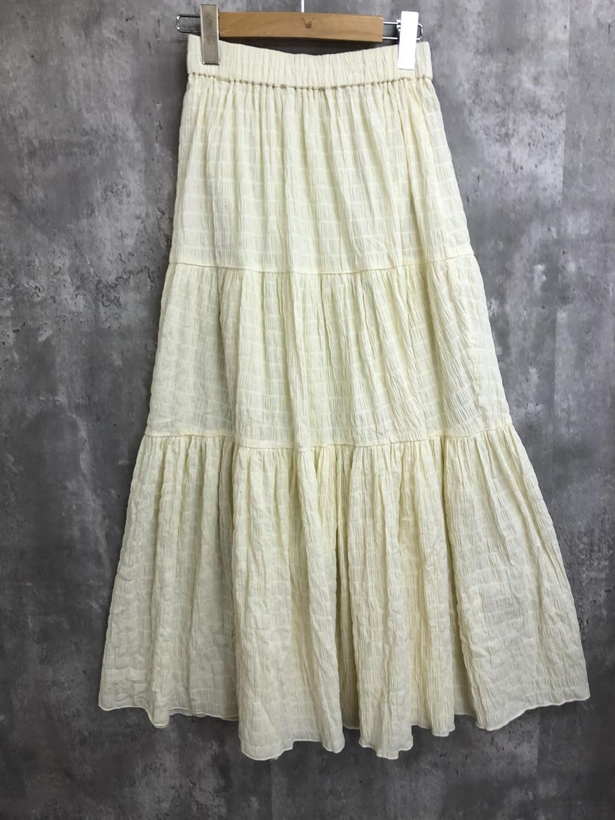 Olu, オルドット ol24yda60 ランダムギャザー スカート sizeF/イエロー ■■ ☆ fcb1 レディース拍卖