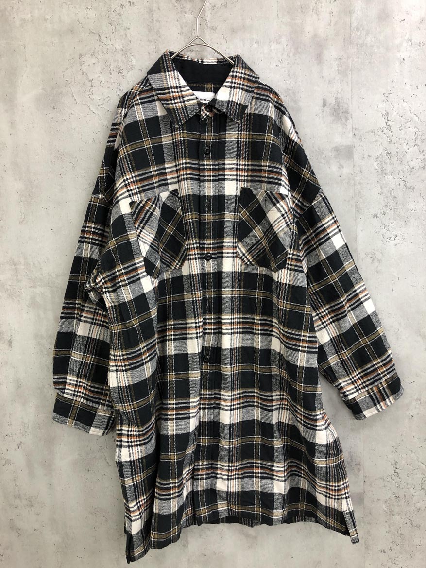niko and ニコ アンド ネル素材 チェック シャツ ワンピース sizeF/白x黒◇■拍卖
