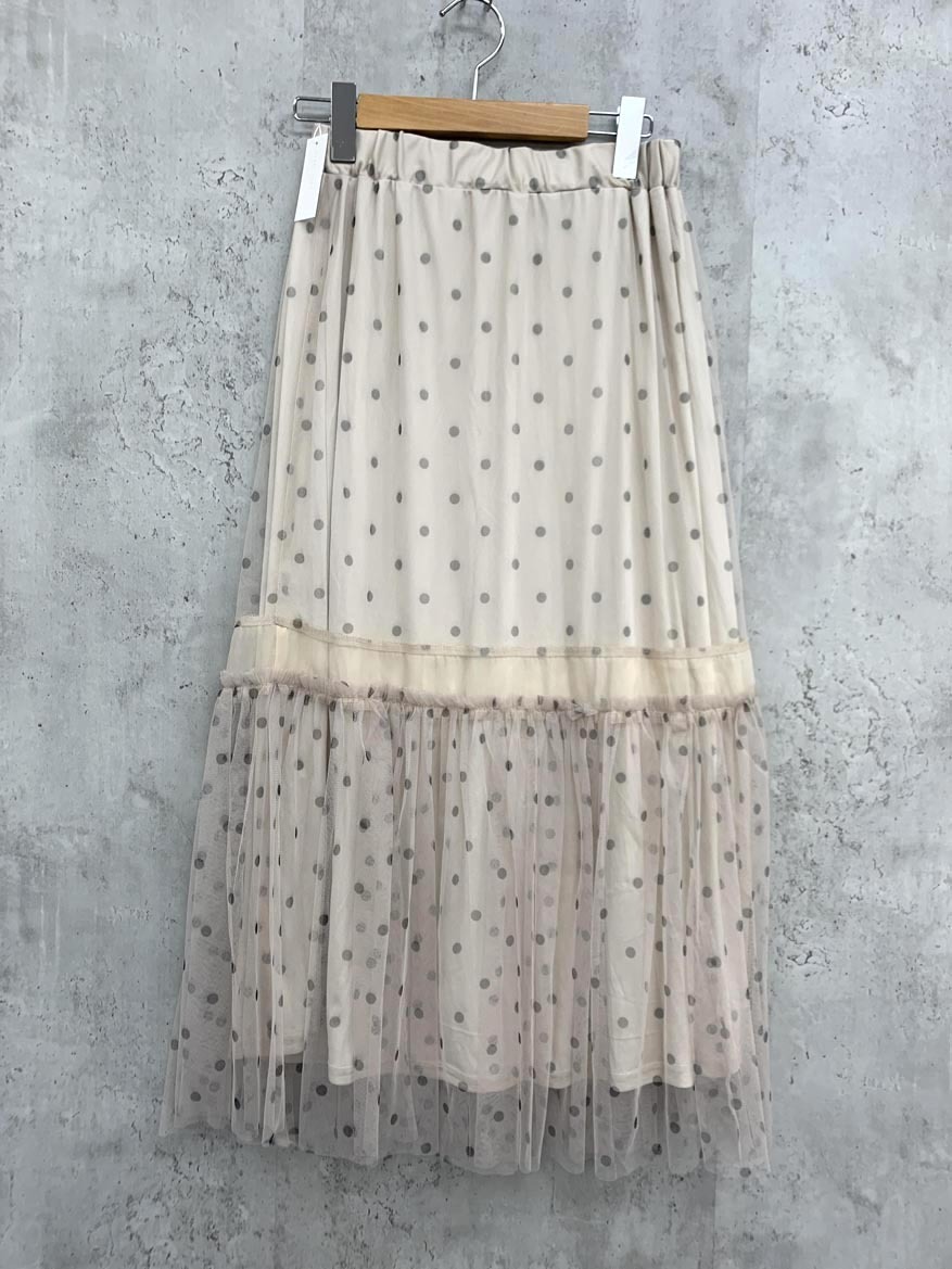 ゆうパケットOK 新品 NICE CLAUP ナイスクラップ シアー切替ティアード スカート sizeF/ベージュ ■◇ ☆ fcd1 レディース拍卖