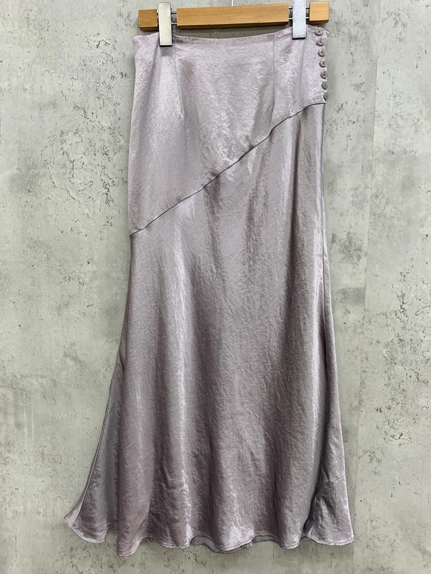 ゆうパケットOK FRAY I.D フレイアイディー FWFS195039 サイドボタンナローサテン スカート size1/シルバー ■◇ ☆ fcc1 レディース拍卖