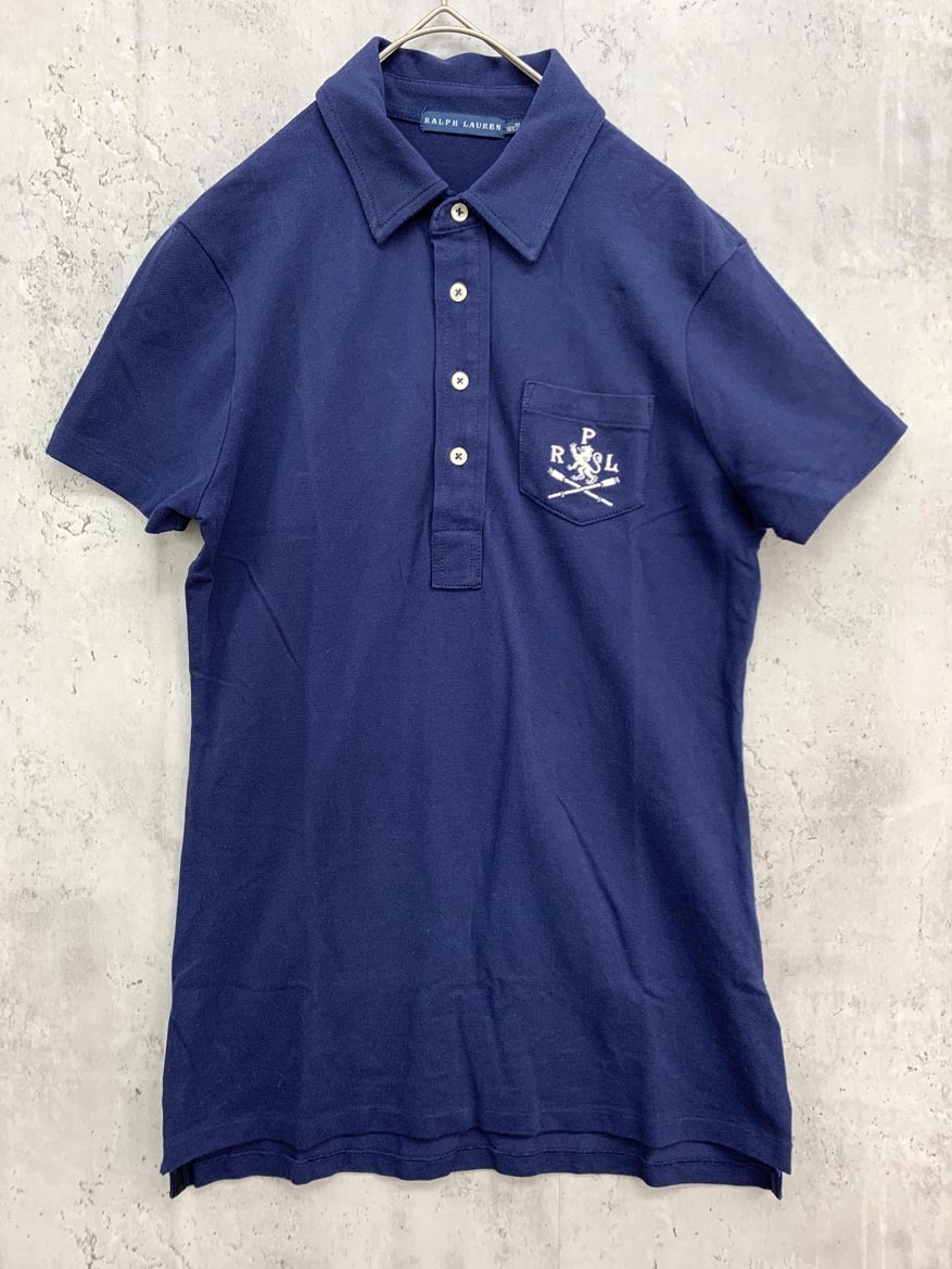 Ralph Lauren ラルフローレン ポケット ロゴ刺繍 ポロシャツ sizeM/紺 ■◆拍卖