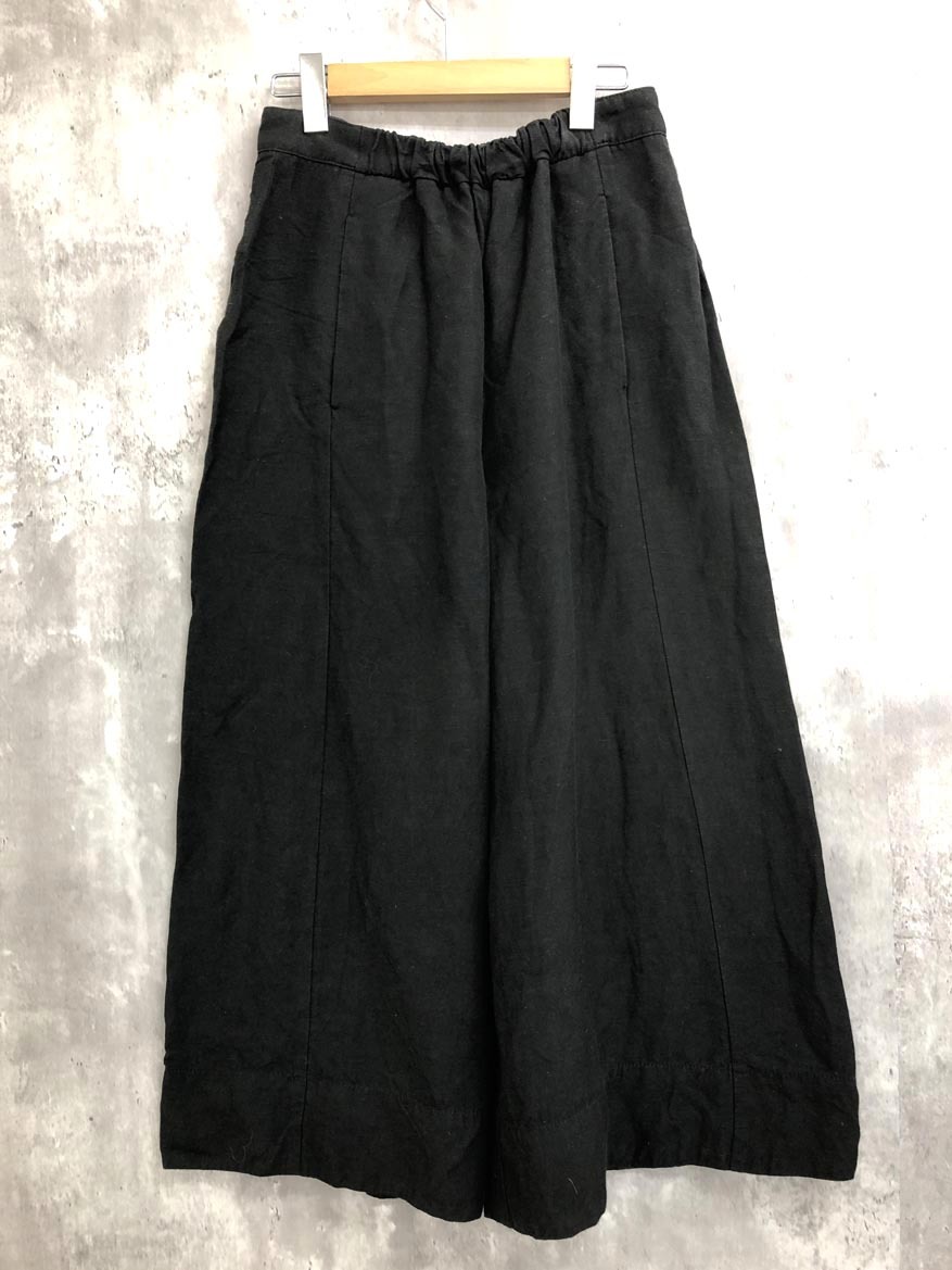 ゆうパケットOK Demi-Luxe BEAMS デミルクスビームス 6423S-6370 リネンガウチョギャザーワイド パンツ size38/黒 ■■◎拍卖