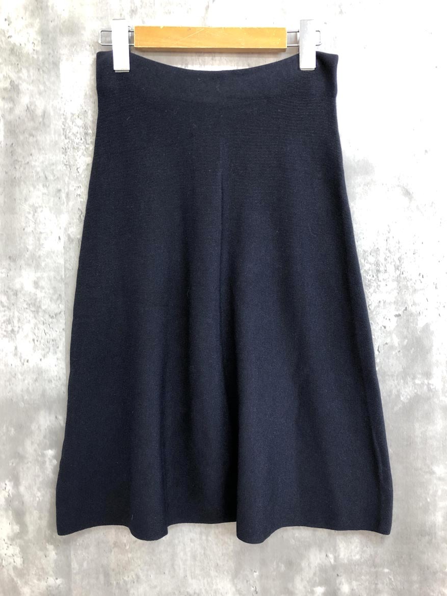 ゆうパケットOK ef-de エフデ Aライン フレア ニット スカート size9/濃紺 ■■拍卖