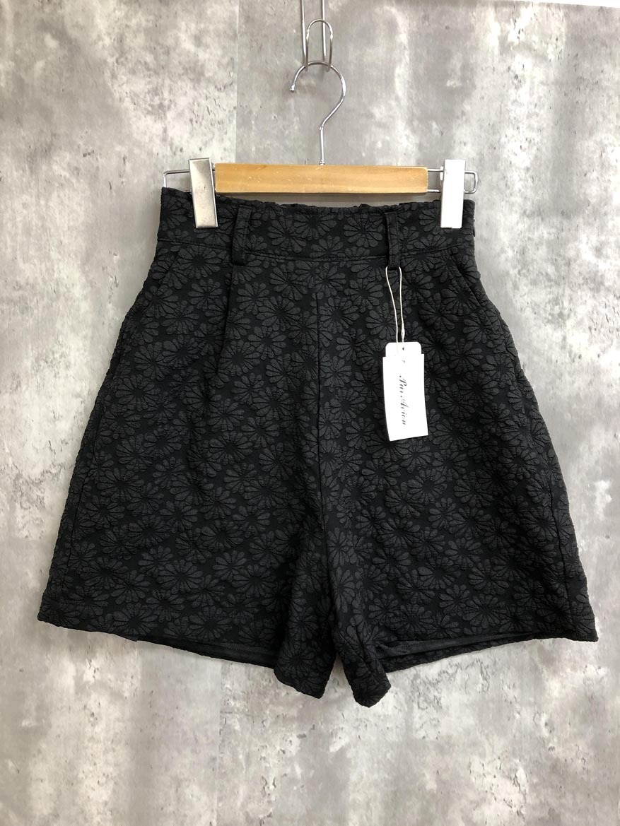 ゆうパケットOK 新品 par Avion パラビオン フラワー パンツ キュロット スカート sizeF/黒 ■◇ ☆ fcb7 レディース拍卖