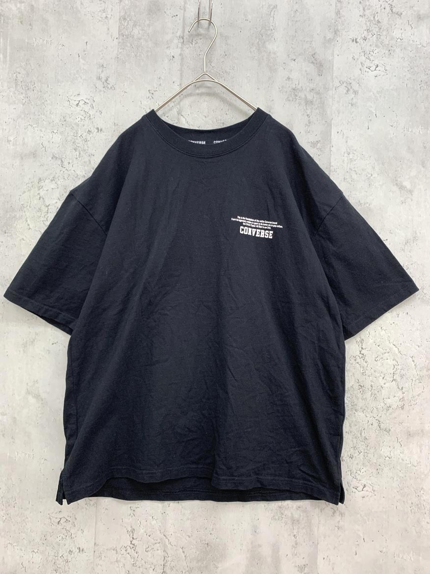 ゆうパケットOK CONVERSE コンバース バッグ スニーカー 刺繍 フロント ワンポイント Tシャツ sizeM/黒 ■■ ☆ fda1 レディース拍卖