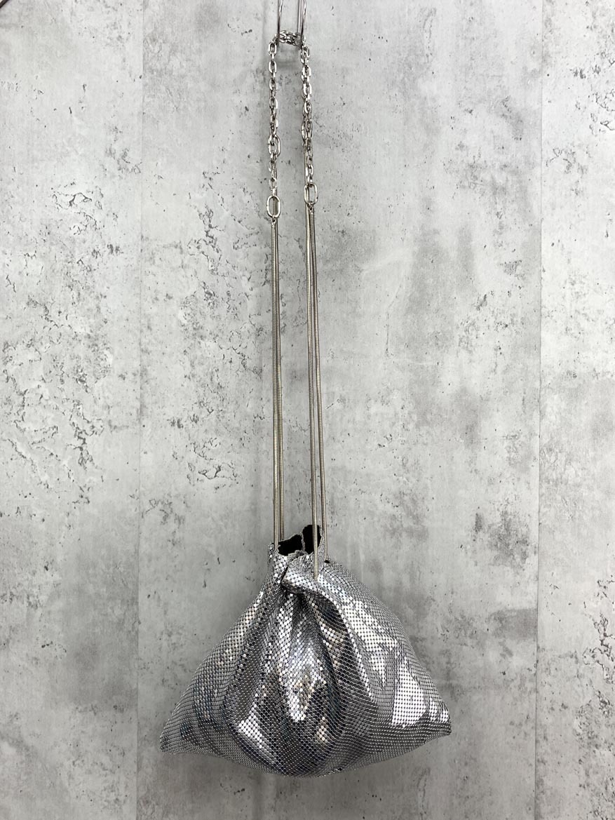 ゆうパケットOK TREASURE TOPKAPI トレジャートプカピ メタルメッシュ シルバーチェーン 巾着 バッグ シルバー ■■ ☆ fda3 レディース拍卖