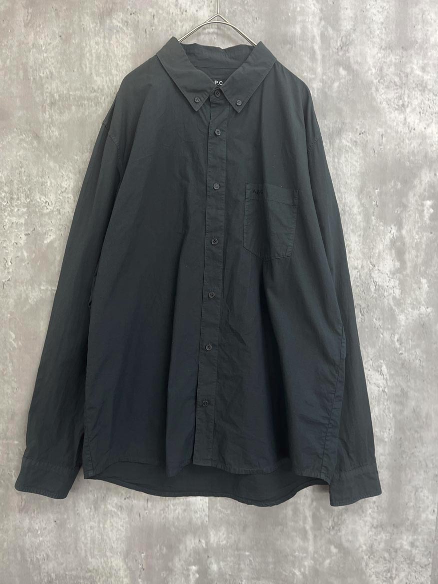 ゆうパケットOK A.P.C. アーペーセー 24223-1-72942 ボタンダウン 長袖 シャツ sizeM/緑 ■◇◎ ☆ ffc0 メンズ拍卖