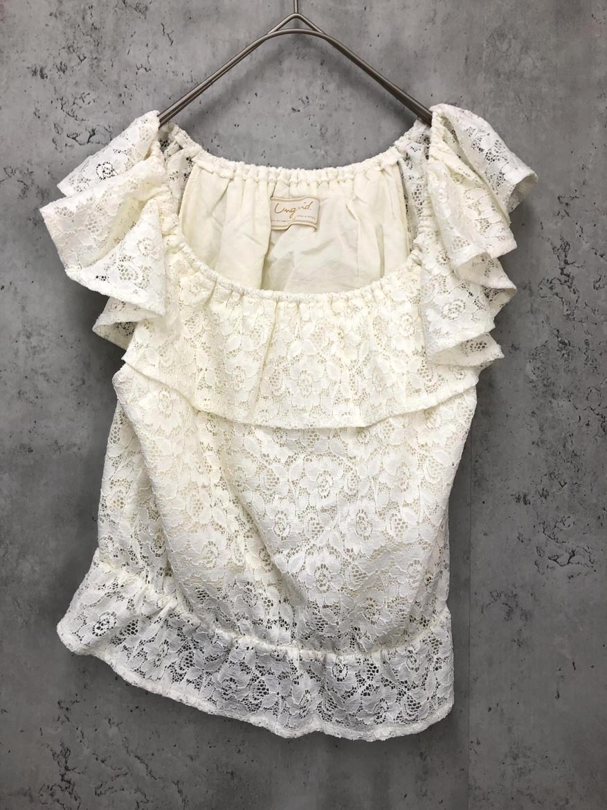 ゆうパケットOK 美品 Ungrid アングリッド レース フレア トップス ブラウス シャツ sizeF/アイボリー ■◆ ☆ ffc0 レディース拍卖