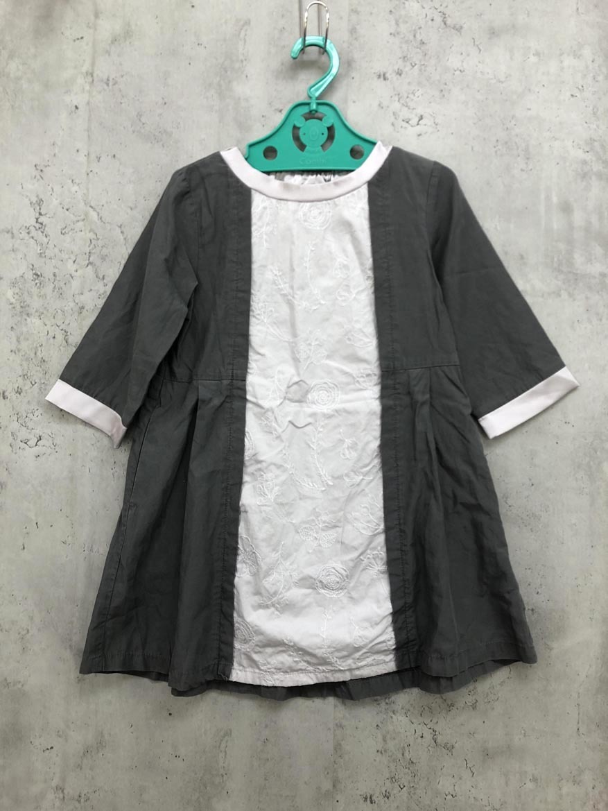 ゆうパケットOK zuppa di zucca ズッパディズッカ 切り替え フラワー 刺繍 ワンピース size110/グレー ■◇ ☆ ffb0 子供服拍卖