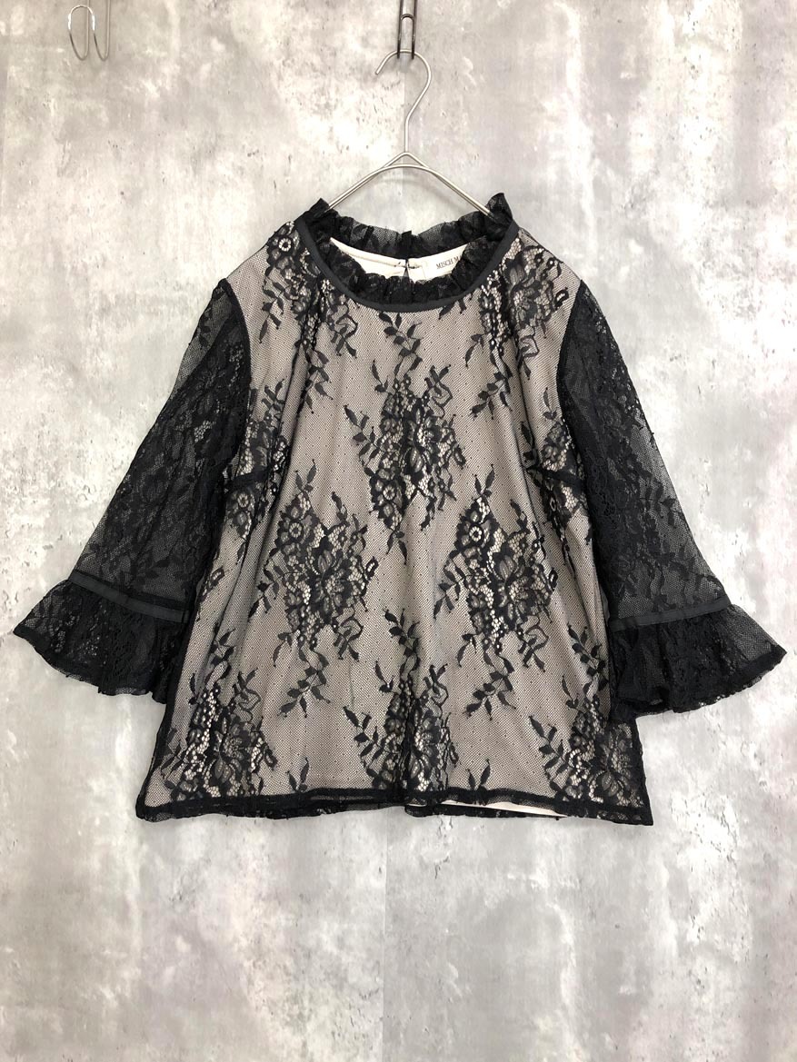ゆうパケットOK MISCH MASCH ミッシュマッシュ 1010006 七分袖 レース カットソー sizeM/黒 ■◇ ☆ fea8 レディース拍卖