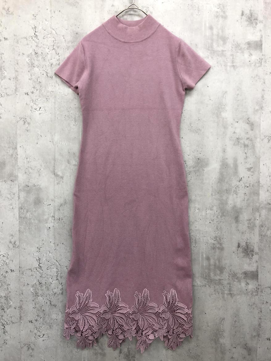 ゆうパケットOK eimy istoire エイミーイストワール モチーフ レース ポイント ニット ワンピース sizeF/PURPLE ■◇◎ ☆ ffb8 レディース拍卖
