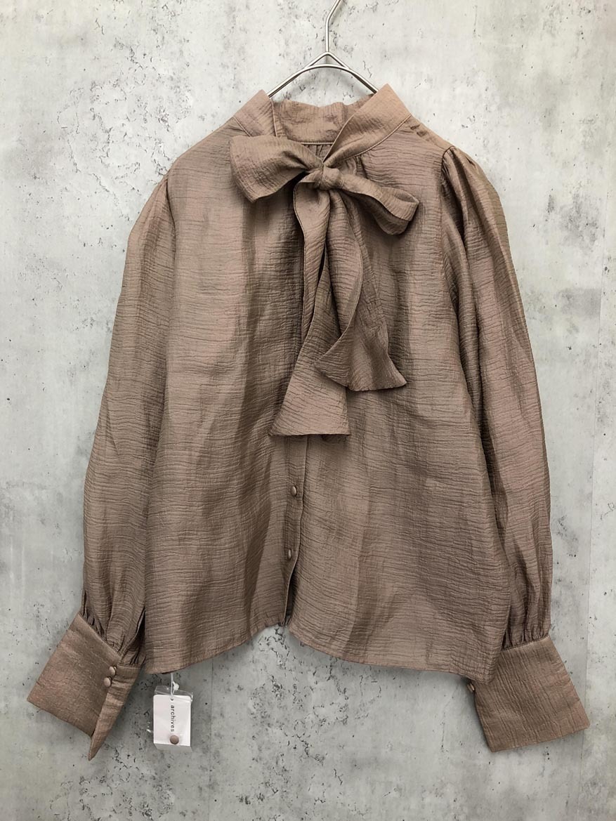 ゆうパケットOK 新品 archives アルシーヴ AR-0536 リボン ブラウス シャツ sizeM/ピンクベージュ ■◇ ☆ feb6 レディース拍卖