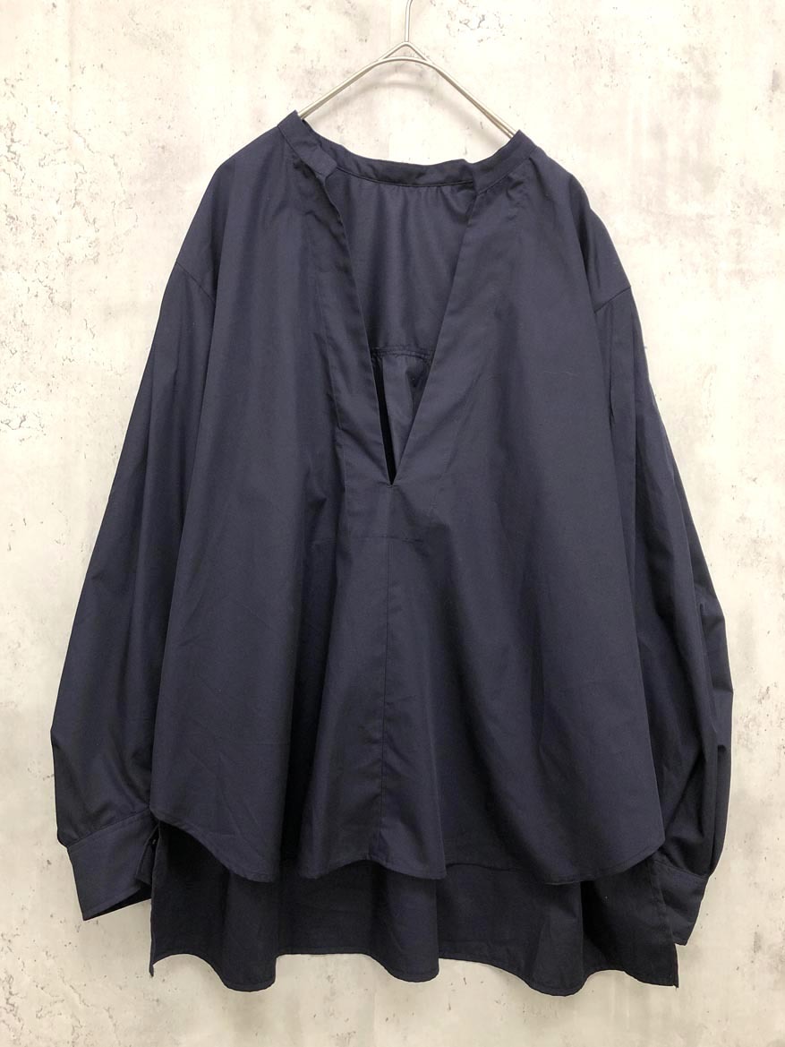 ゆうパケットOK 美品 ABAHOUSE アバハウス mavie 無地 ボリューム袖スキッパー シャツ sizeF/濃紺 ■◇ ☆ fea2 レディース拍卖