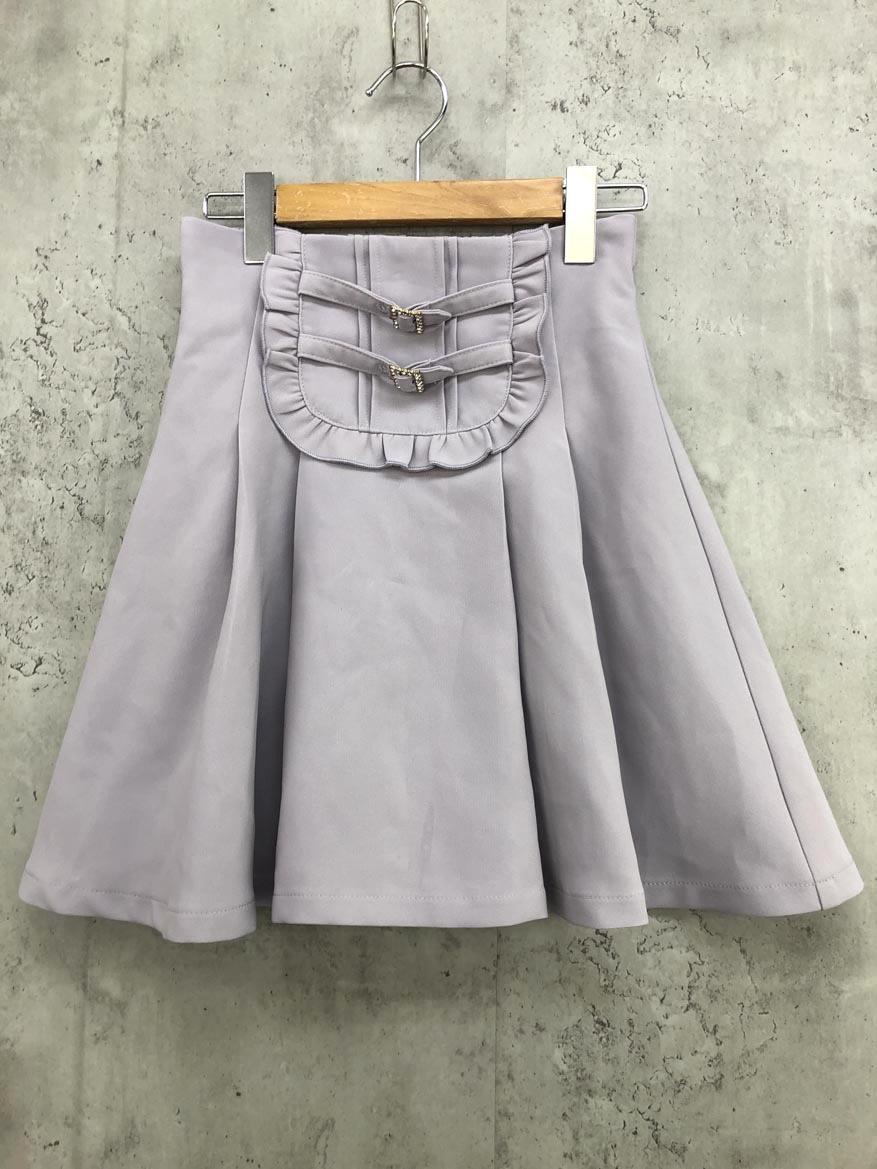 ゆうパケットOK 展示品■ROJITA ロジータ ミニ ビジュー フリル フレア スカート sizeF/ラベンダー ■◇ ☆ feb5 レディース拍卖