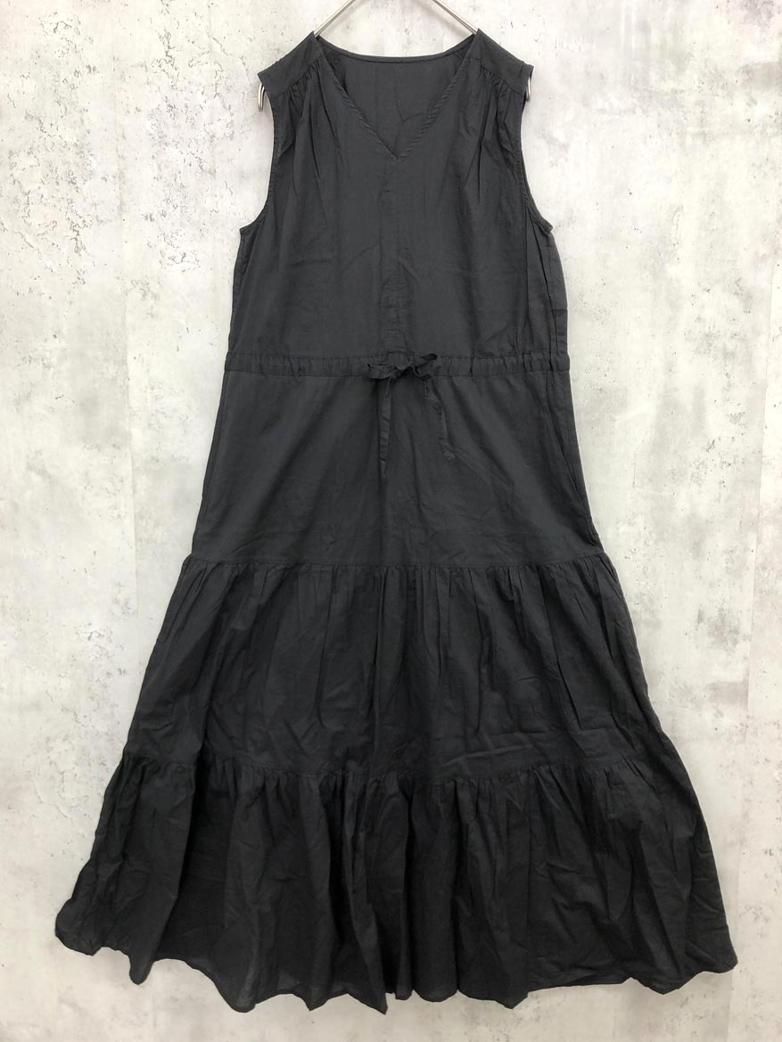 ゆうパケットOK N. エヌ ナチュラルビューティーベーシック コットン Vネック ドロスト ワンピース sizeM/黒 ■◆ ☆ ffa6 レディース拍卖