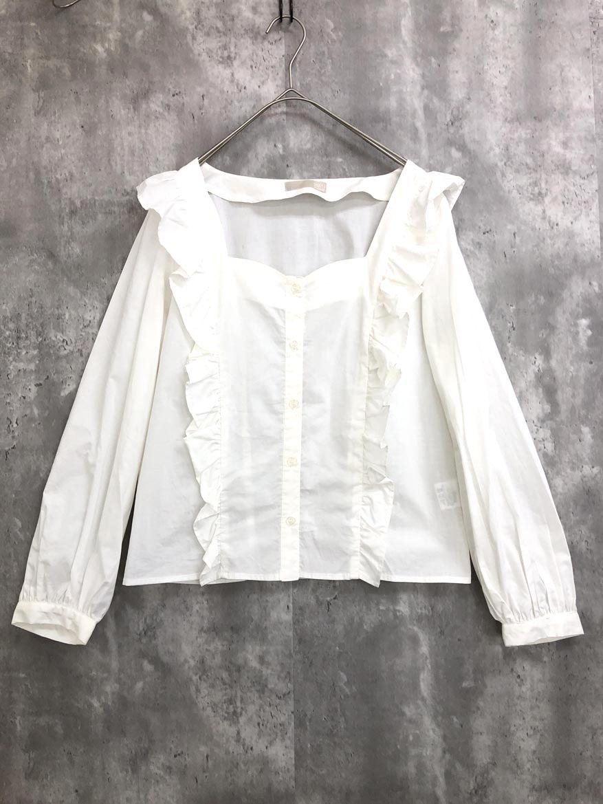 ゆうパケットOK FREE’S MART フリーズマート ペンタゴンネック パフスリーブ ブラウス シャツ sizeFR/白 ■◇ ☆ feb4 レディース拍卖