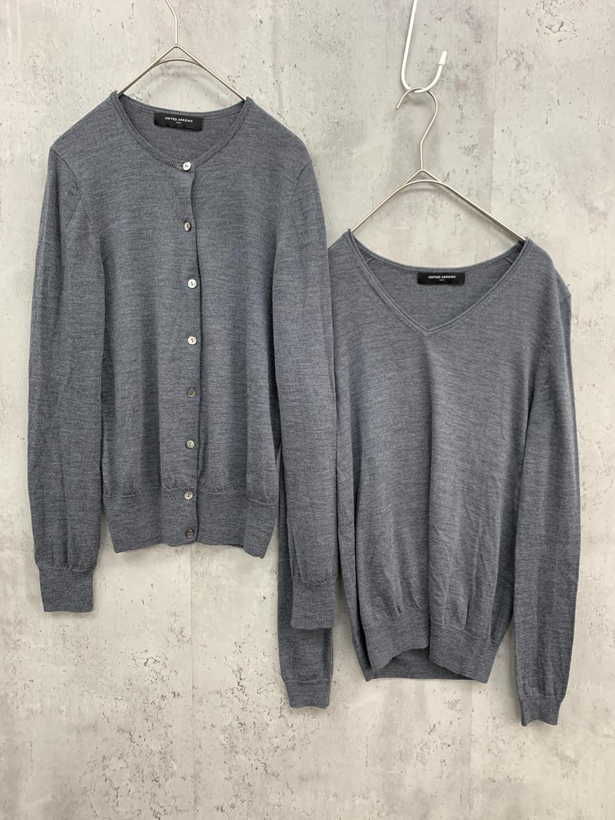 ゆうパケットOK UNITED ARROWS ユナイテッドアローズ ロングスリーブ 薄手 アンサンブル カーディガン sizeサイズ表記なし/グレー■■拍卖