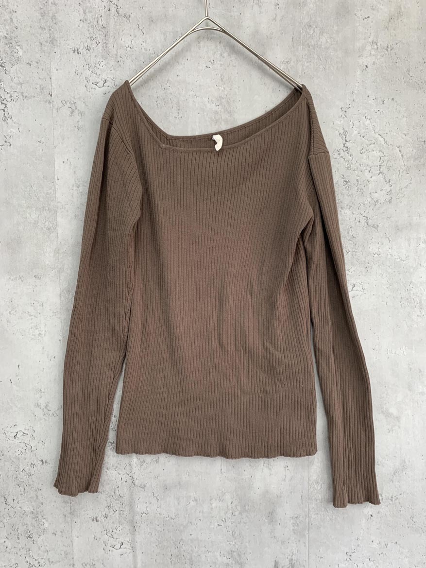 ゆうパケットOK Ungrid アングリッド アシメネック 長袖 リブ ニット セーター sizeF/茶 ■◇ ☆ ffc4 レディース拍卖