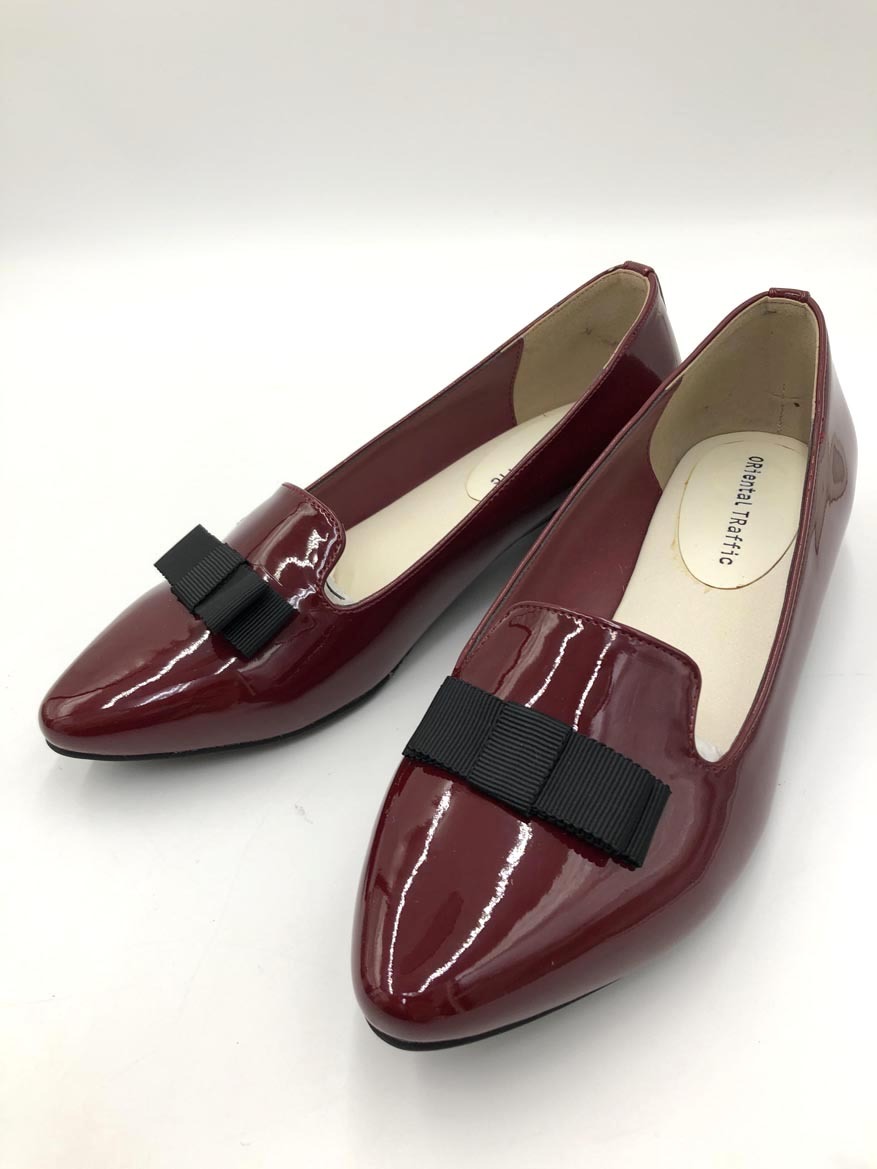 ORiental TRaffic オリエンタルトラフィック エナメル 防水シート リボン レイン パンプス size36/ボルドー ■■ ☆ ffc7 レディース拍卖