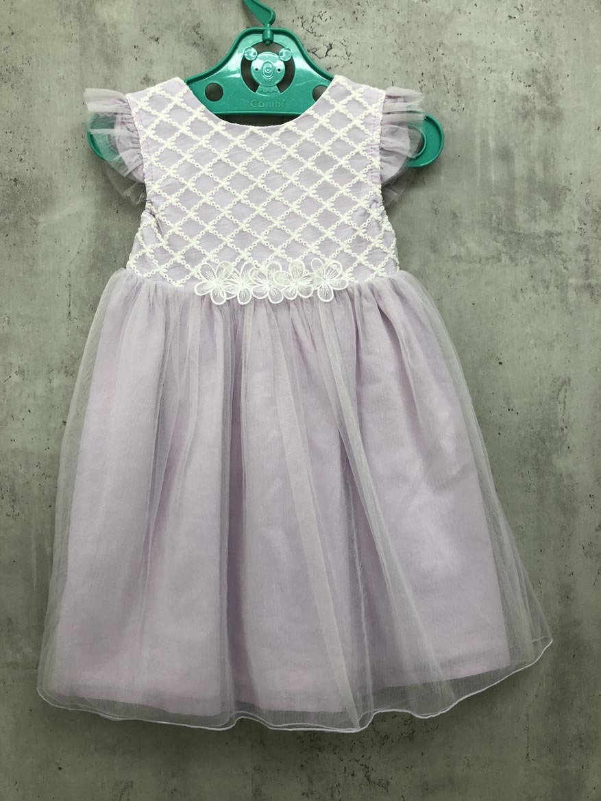ゆうパケットOK petit main プティマイン フラワー チュール ワンピース size100/紫 ■■ ☆ ffc7 子供服拍卖