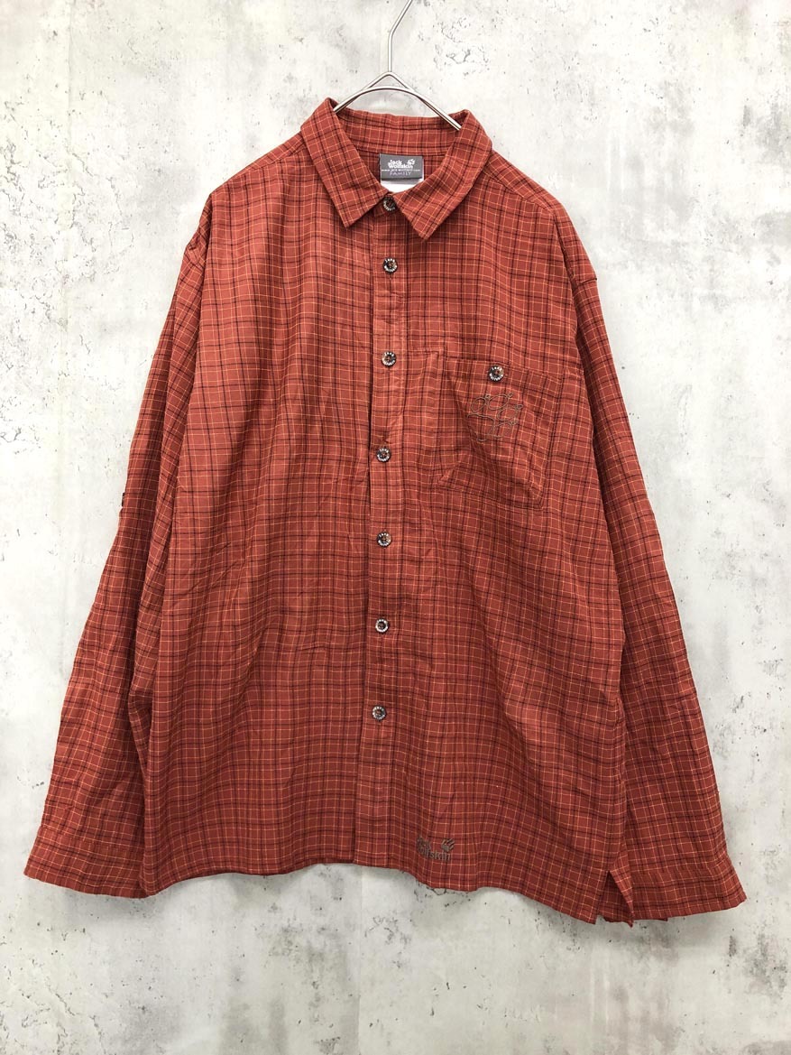 ゆうパケットOK Jack Wolfskin ジャックウルフスキン チェック シャツ size164/赤系 ■◇ ☆ ffd0 子供服拍卖